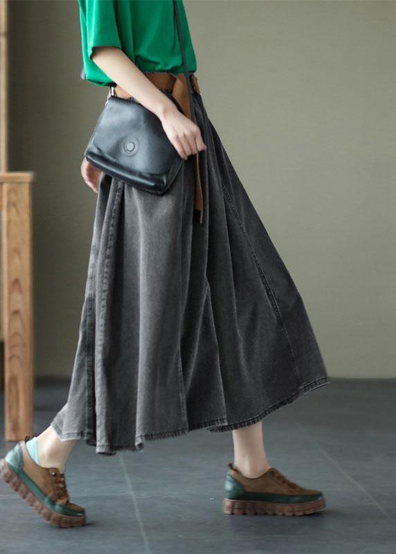 Blue Retro Patchwork a Line Summer Skirts Denim