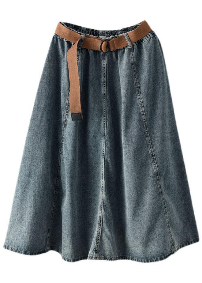 Blue Retro Patchwork a Line Summer Skirts Denim