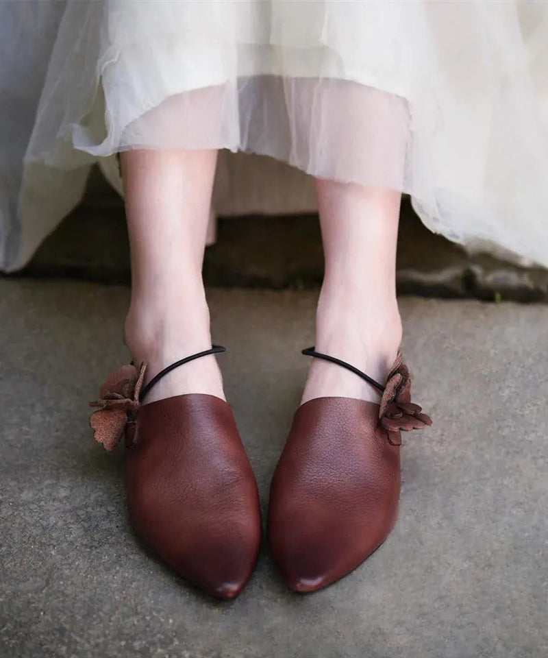 Coffee Flower Cross Strap Slide Sandals