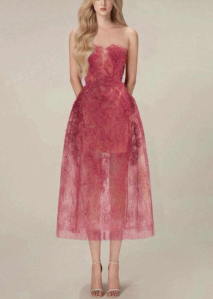 Cold Shoulder Sequins High Waist Lace Long Dress Sleeveless