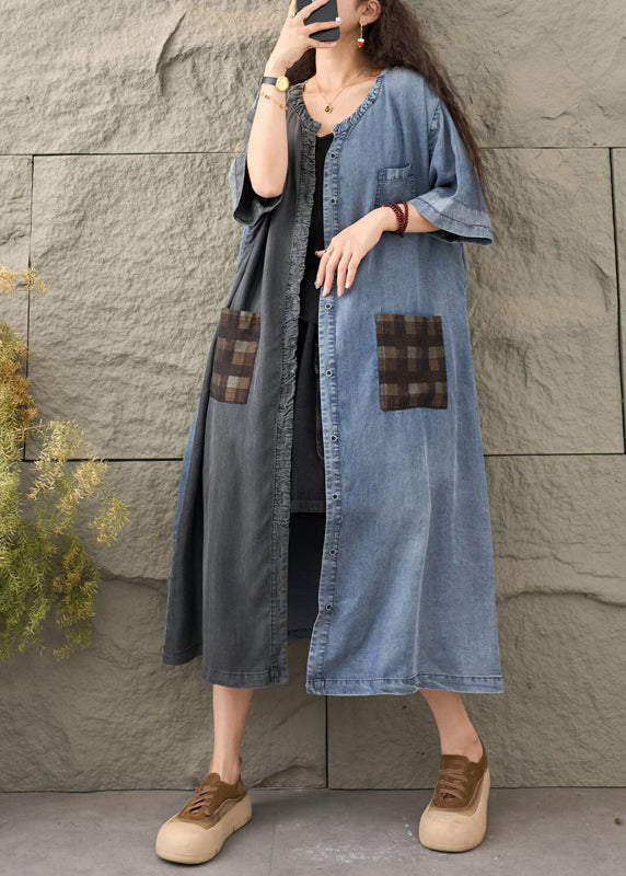 Colorblock Asymmetrical Patchwork Denim Dress Summer