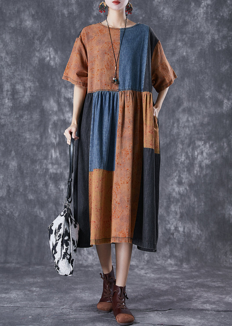 Colorblock Oversized Patchwork Cotton Dresses Summer