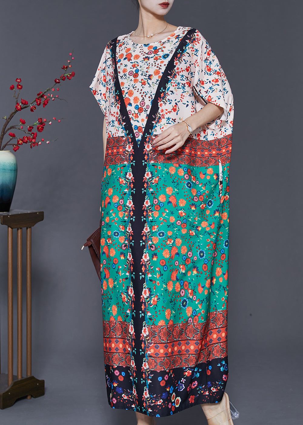 Colorblock Oversized Print Cotton Dress Summer