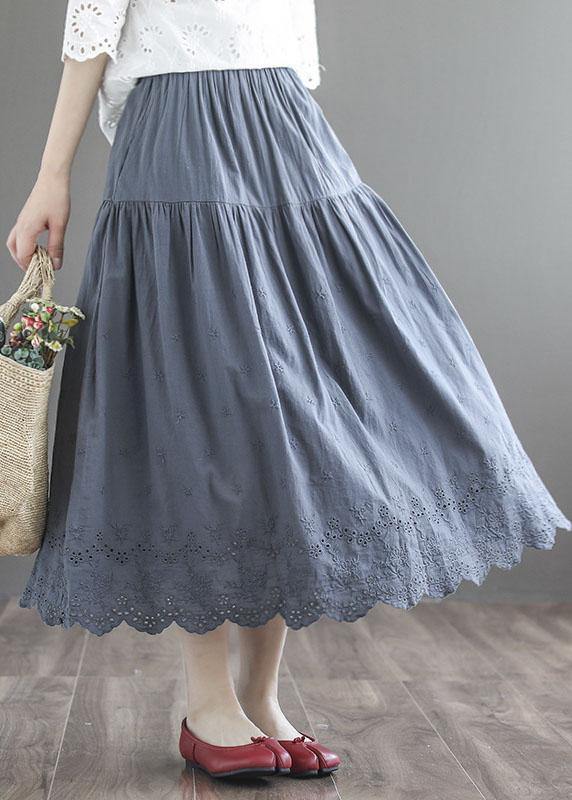 Khaki Patchwork Hollow Out a Line Fall Skirts