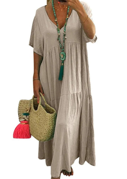 Lake Green Oversized Patchwork Cotton Beach Dress Summer