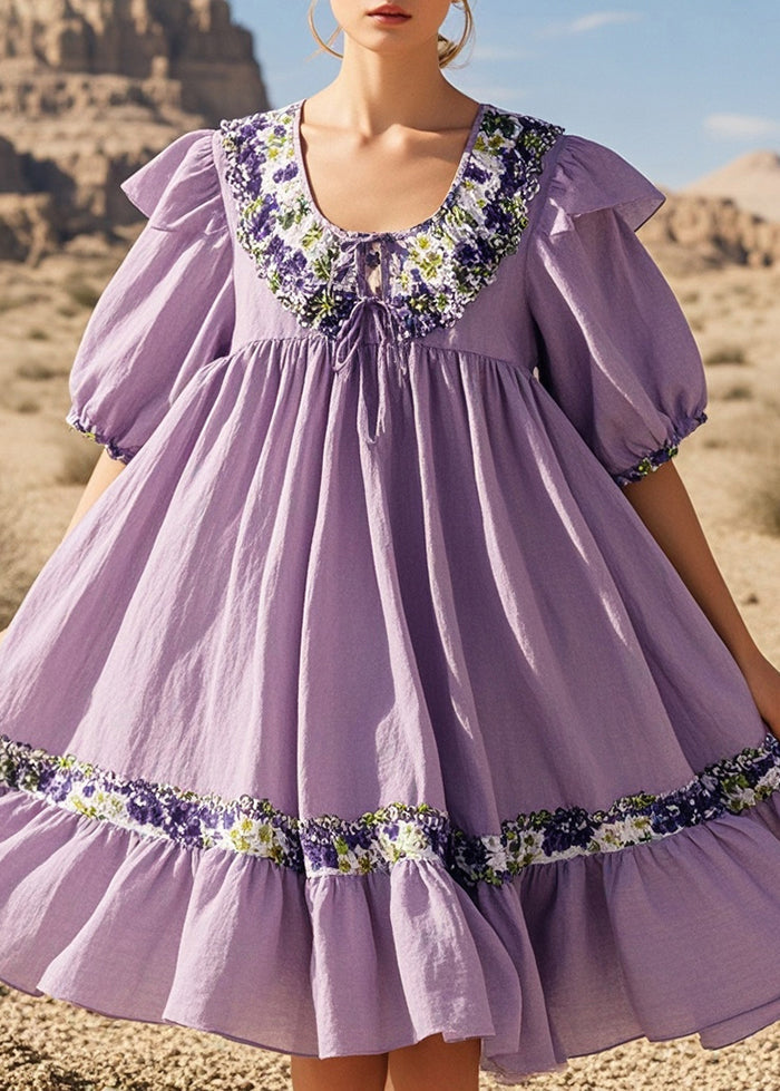 Lavender Oversized Cotton Tea Dresses Summer