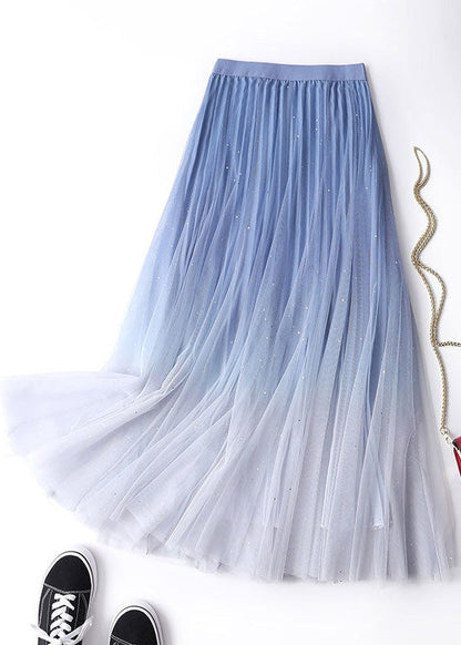 Navy Gradient Color High Waist Tulle Skirts Summer