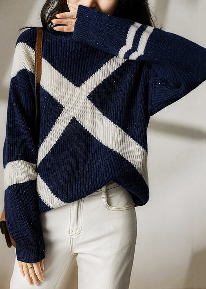 Navy Turtleneck Cozy Wool Sweaters Long Sleeve
