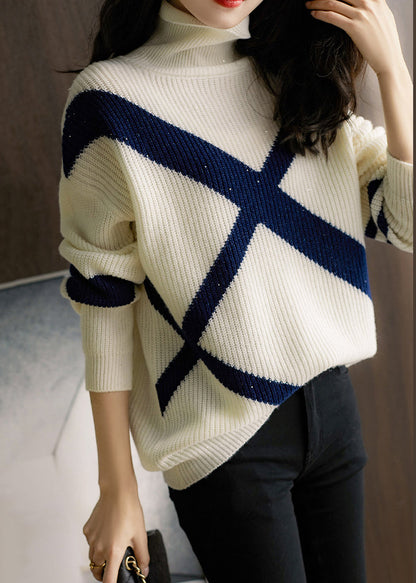 Navy Turtleneck Cozy Wool Sweaters Long Sleeve