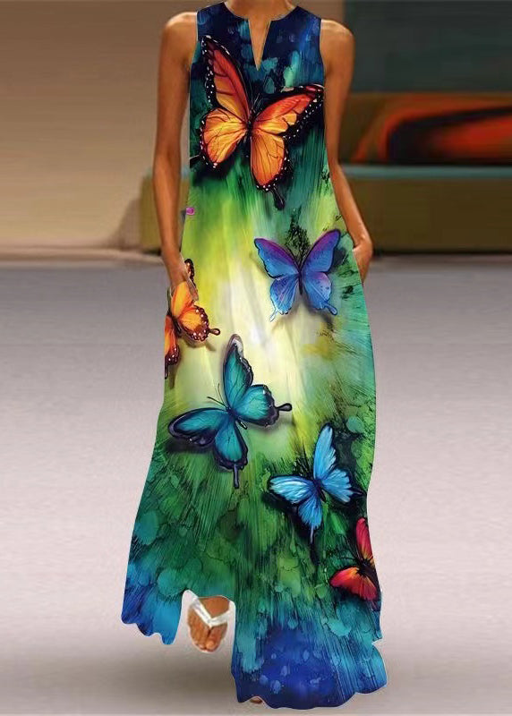 Pink Print Pockets Vacation Maxi Dresses Summer