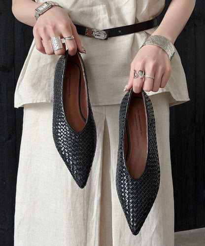 Pointed Toe Wedge Shoes Gold Cowhide Leather
