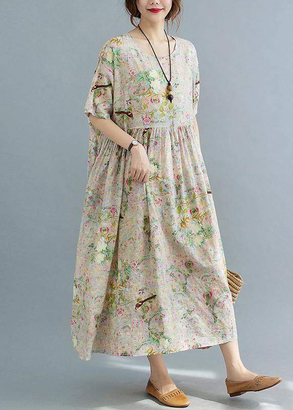 Print O-neck Summer Cotton Dress