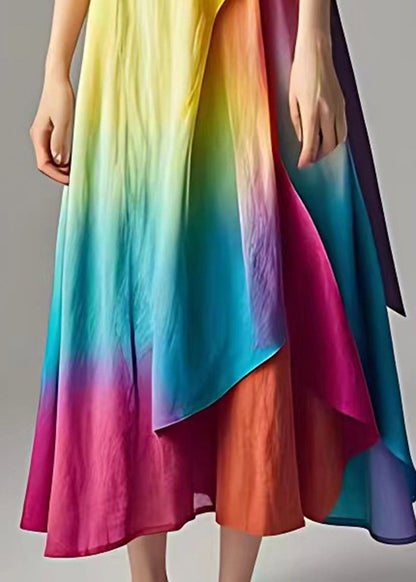 Rainbow Tie Dye Cotton Robe Dresses Summer