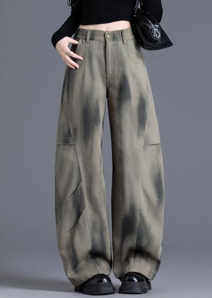 Tie Dye Print Elastic Waist Denim Pants Spring