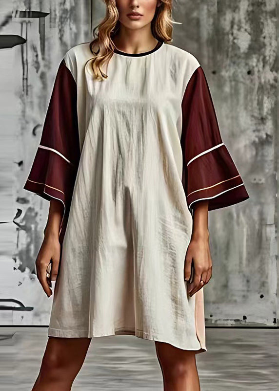 White Oversized Patchwork Cotton Vacation Dresses Summer