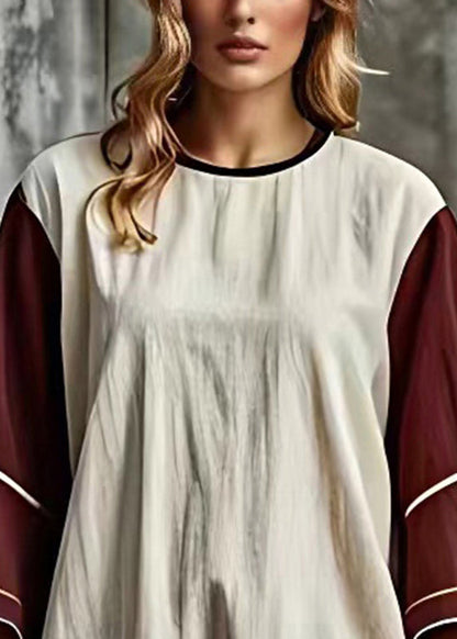 White Oversized Patchwork Cotton Vacation Dresses Summer