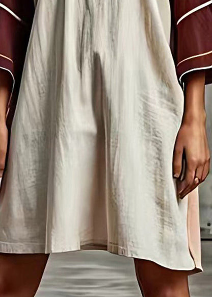White Oversized Patchwork Cotton Vacation Dresses Summer
