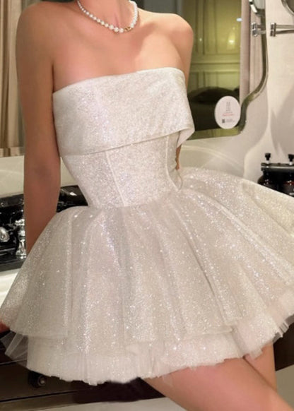 White Slash Neck Lace Up Patchwork Party Dress Sleeveless