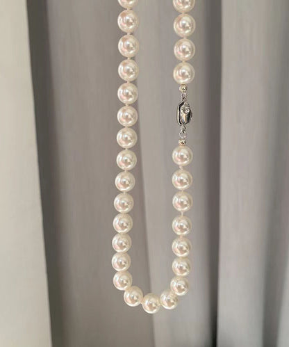 White Sterling Silver Pearl Graduated Bead Necklac Two Piece Set