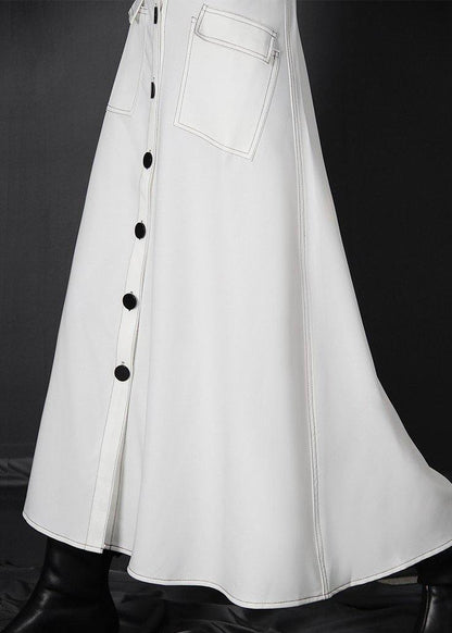 White Zippered a Line Skirts Summer