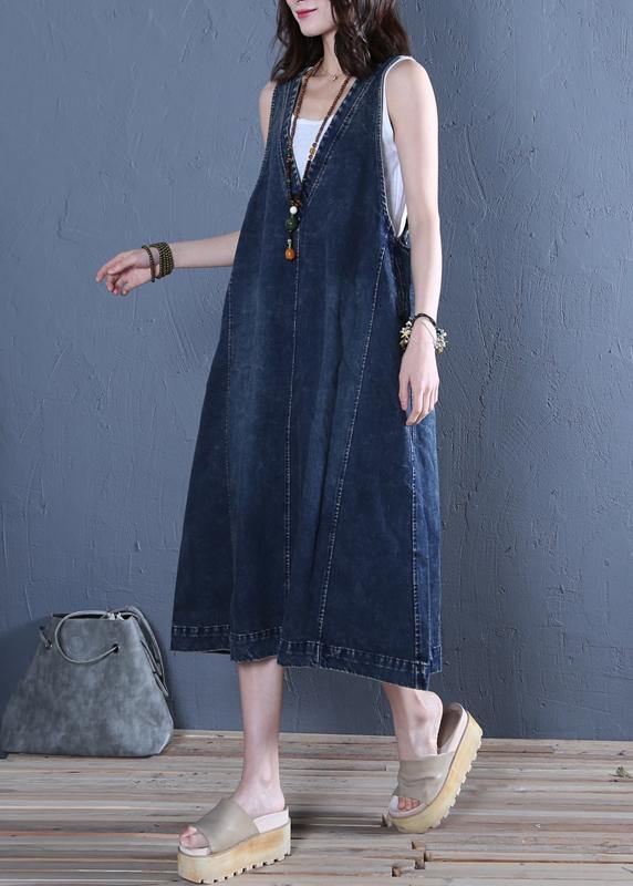V Neck Sleeveless Cotton Ideas Denim Blue Cotton Robes Dresses