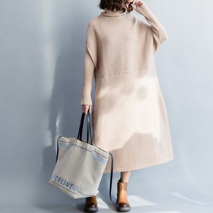 Christmas Sweater Dress Outfit High Neck Nude Diy Knit Dress