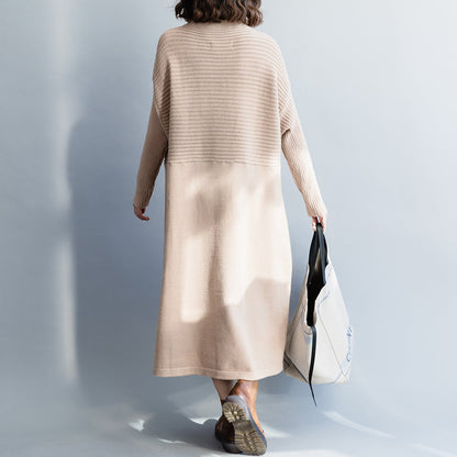 Christmas Sweater Dress Outfit High Neck Nude Diy Knit Dress