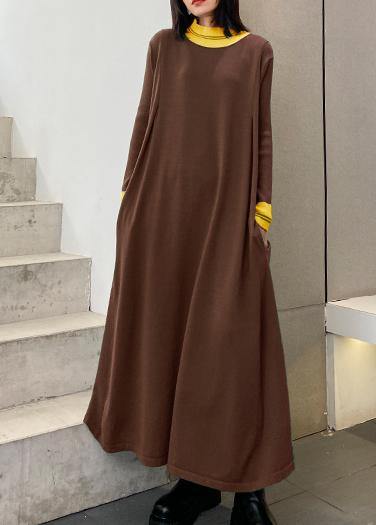 Christmas O Neck Extra Large Hem Sweater Dress Outfit Design Chocolate Hipster Sweater Dresses
