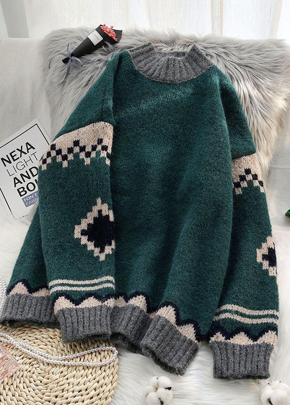 Chunky Beige Knitted Top Patchwork Clothing Spring Knit Tops