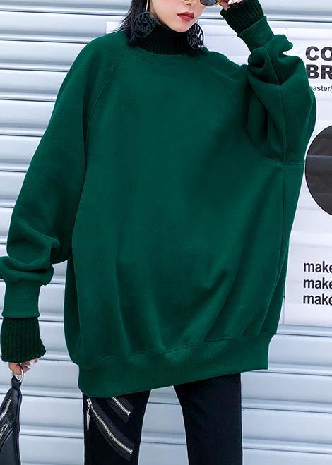 Chunky Green Knitted Pullover Fall Winter Sweaters O Neck