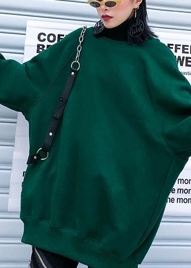 Chunky Green Knitted Pullover Fall Winter Sweaters O Neck