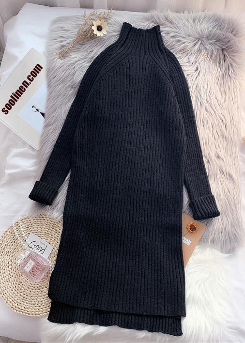 Chunky Low High Design Sweater High Neck Dress Outfit Quotes Chocolate Baggy Sweater Dresses