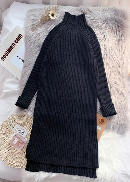 Chunky Low High Design Sweater High Neck Dress Outfit Quotes Chocolate Baggy Sweater Dresses