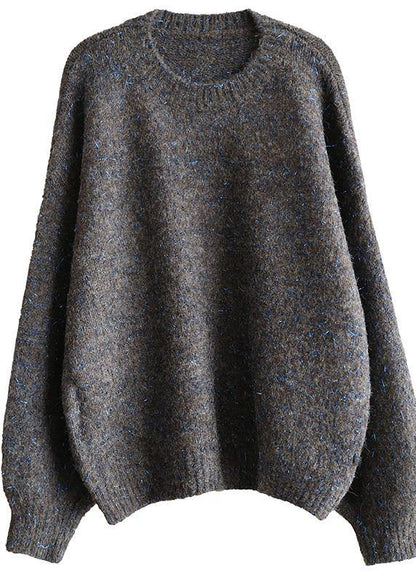 Chunky O Neck Army Green Sweaters Wild Knit Blouse