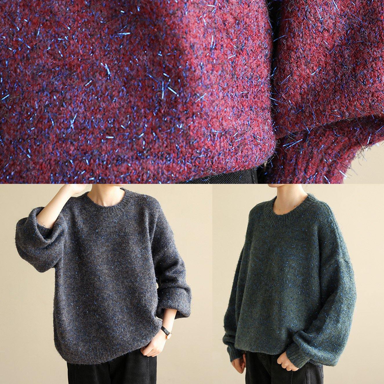 Chunky O Neck Army Green Sweaters Wild Knit Blouse