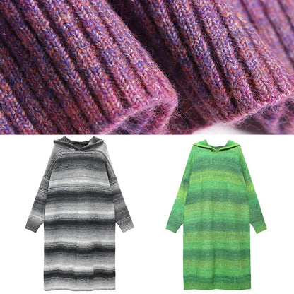 Chunky Rose Purple Sweater Wardrobes Moda Hooded Thick Art Knitwear