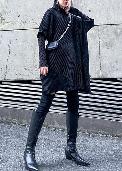 Chunky Spring Black Knit Tops Clothing O Neck Knit Top