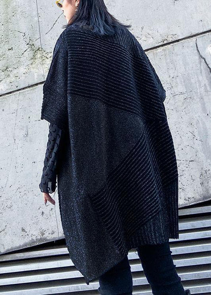 Chunky Spring Black Knit Tops Clothing O Neck Knit Top