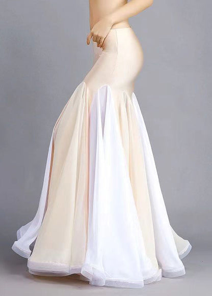 Classy Beige Slim Fit Exra Large Hem Fish Tail Skirt Spring