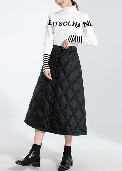 Classy Black Button Duck Down Skirt Winter