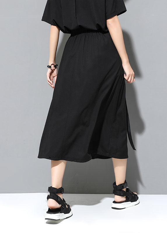 Classy Black Pockets Patchwork Fall Skirt