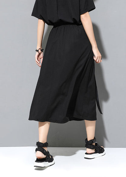 Classy Black Pockets Patchwork Fall Skirt