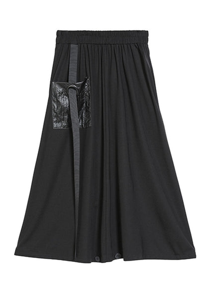 Classy Black Pockets Patchwork Fall Skirt
