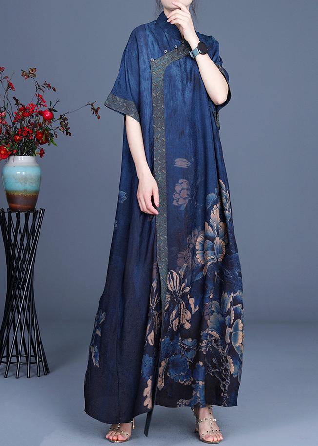 Classy Black Polka Dots Patchwork Oriental Long Dress Summer