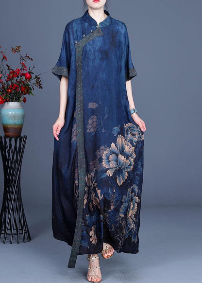 Classy Black Metal Patchwork Oriental Long Dress Summer