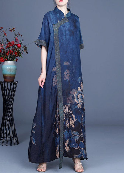 Classy Black Polka Dots Patchwork Oriental Long Dress Summer