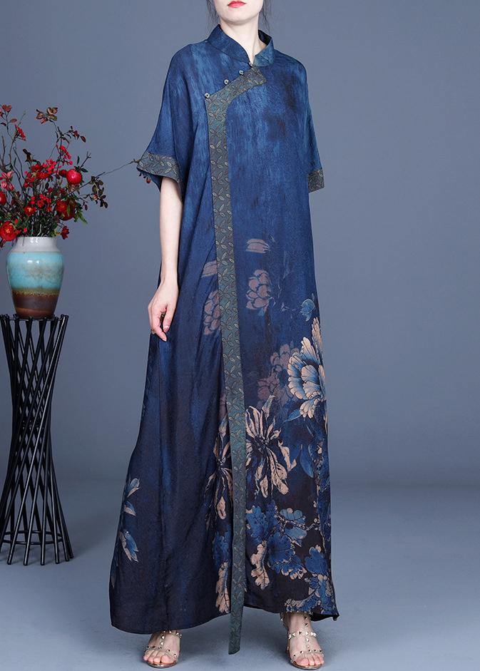 Classy Black Metal Patchwork Oriental Long Dress Summer