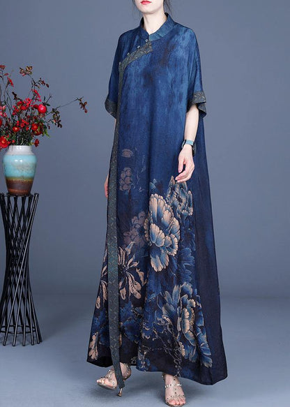 Classy Black Polka Dots Patchwork Oriental Long Dress Summer