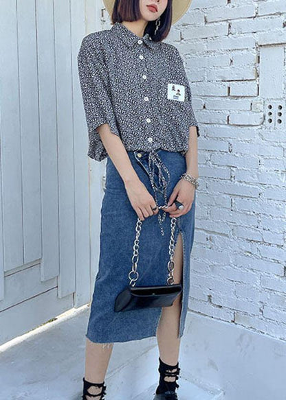 Classy Blue Summer Asymmetrical Design Skirts Denim