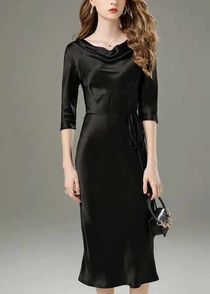 Classy Champagne Tie Waist Maxi Dress Half Sleeve